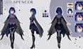 draw detailed vtuber character reference sheet, emote, expression with anime art