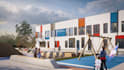 design educational building render, school facade, hostel, universities college