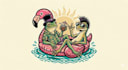 make unique flamingo and frog chill logo with new  concepts