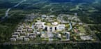 restructure 3d city urban township, community  master plan,aerial view landscape