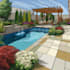 design backyard, pool, patio, outdoor landscape 2d rendering