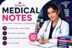 create medical study notes and exam revision summaries