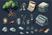 create 2d game art, game art, game UI, props, 2d game