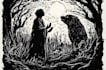 make dark art, concepts, linocut or woodcut illustrations