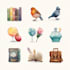 create illustrated watercolor icons