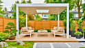 design backyard landscape, front yard garden, pool, patio deck and 3d rendering