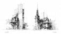 do handmade architecture sketches in bw or color