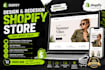 do shopify website, redesign shopify store, dropshipping store sora veo3 ads
