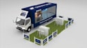 design a realistic 3d truck stage trailer for events and manufacturing