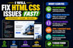 fix HTML CSS bugs and responsive issues fast