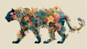 draw an animal and botanical illustration