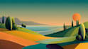 draw a flat vector landscape illustration