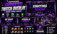 design custom twitch overlay, twitch logo, panel, screen, alerts obs streamyard