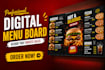 menu design digital menu digital menu board tv screen menu animated menu