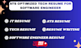write ats optimized tech resume for software engineer, developer that gets