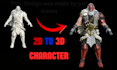 create 3d character model from 2d concept art sculpt render stl 3d print