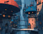 design amazing dystopian cyberpunk cities illustration