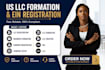 do US llc registration, ein, and full company setup fast