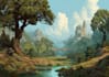 draw a simple fantasy scenery