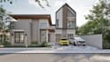 modern house exterior with realistic 3d rendering