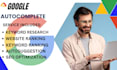 do keyword research using google autocomplete autosuggestion SEO optimization