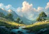 draw glow circle landscape silhouette anime illustration