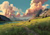 draw landscape illustration and background concept art, nft