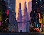 create an cyberpunk sci fi futuristic city