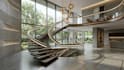 design modern 3d staircase, spiral, floating and handrail