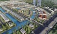 harmonize cgi township master plan,3d urban site development,aerial view housing