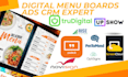 design digital menu bill board yodeck kiosk studio optisigns posterbooking canva