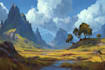 draw fantasy landscape or enviroment art