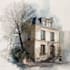 create a watercolor house portrait from your image