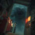do a sci fi horror and fantasy scene concept art illustrations