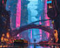 make a cyberpunk futuristic city art