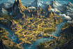 fantasy city map illustration