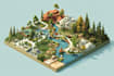 draw unique isometric map illustration flat design 2d isometric map
