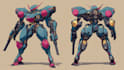 do anime style mecha robot illustrations