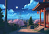 draw a cool background illustration in 2d anime style