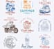 create hand drawn surfing kids summer logo