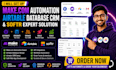 set up make com automation, airtable database CRM and softr expert solution