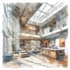 render architecture and interior concept in watercolor