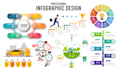 design flowcharts, pie charts, roadmap and illustrations