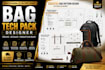 professional travel duffel bag tech pack design for manufacturing