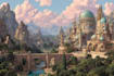 paint professional landscape concept art in painterly style