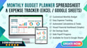 create monthly budget planner spreadsheet, expense tracker excel google sheet