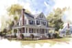 do an watercolor house portrait