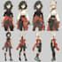 draw anime character sheet with front side and back view
