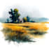 draw a watercolor landscape illustration
