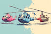 draw helicopter , airplane , aircraft , into a vector cartoon